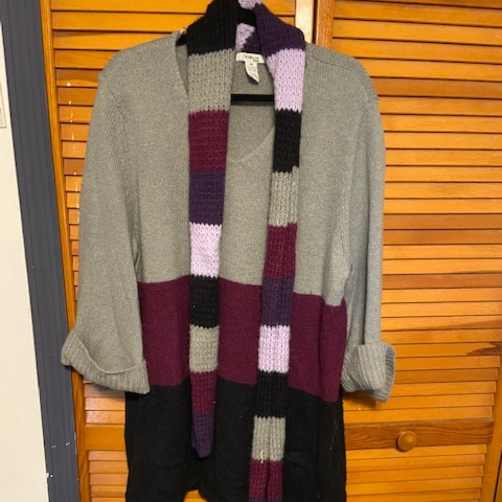 Style & Co. Plus Size V-neck tunic sweater w/ matching detachable scarf, size 3X